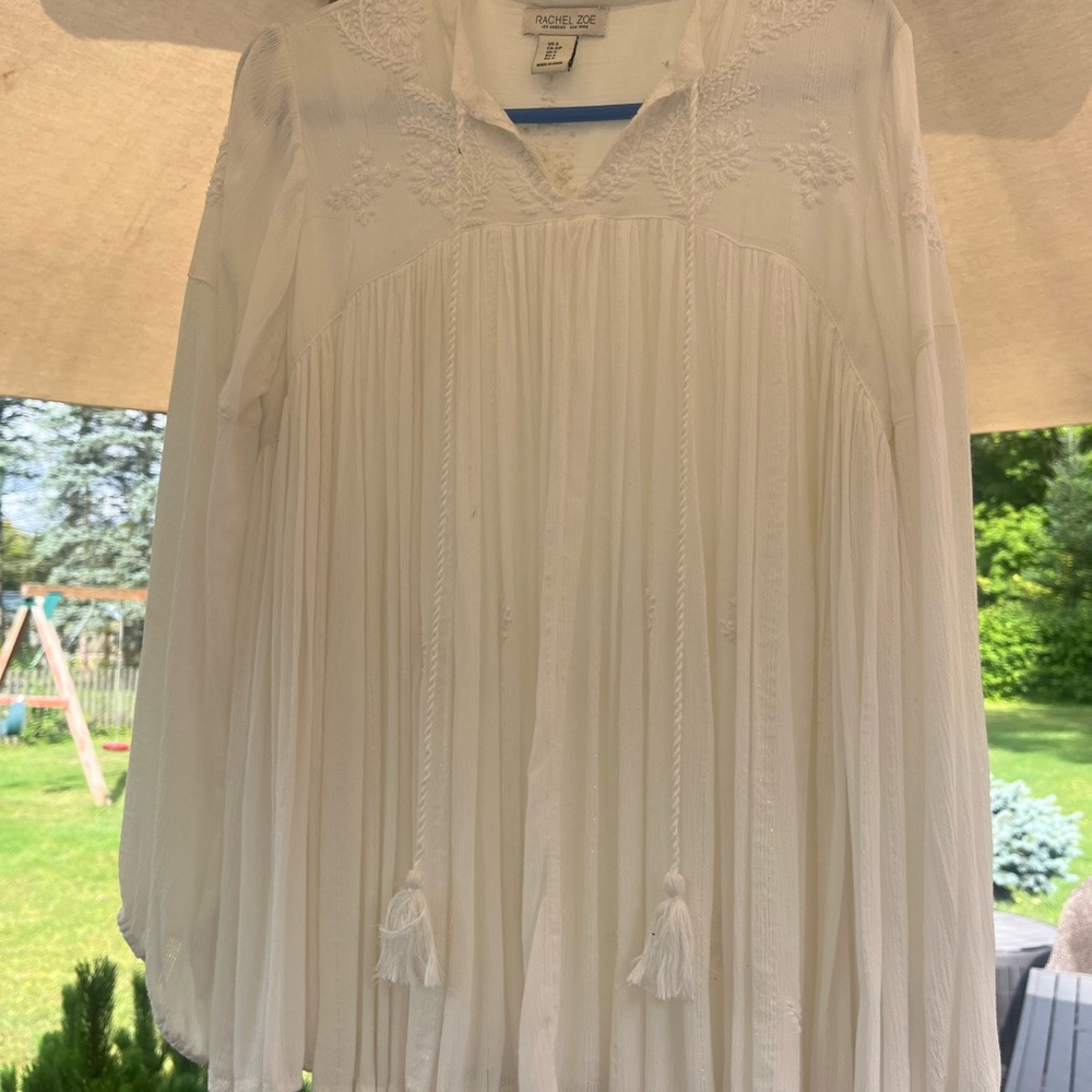 Rachel Zoe Cream Pleated 3/4 Sleeve Blouse